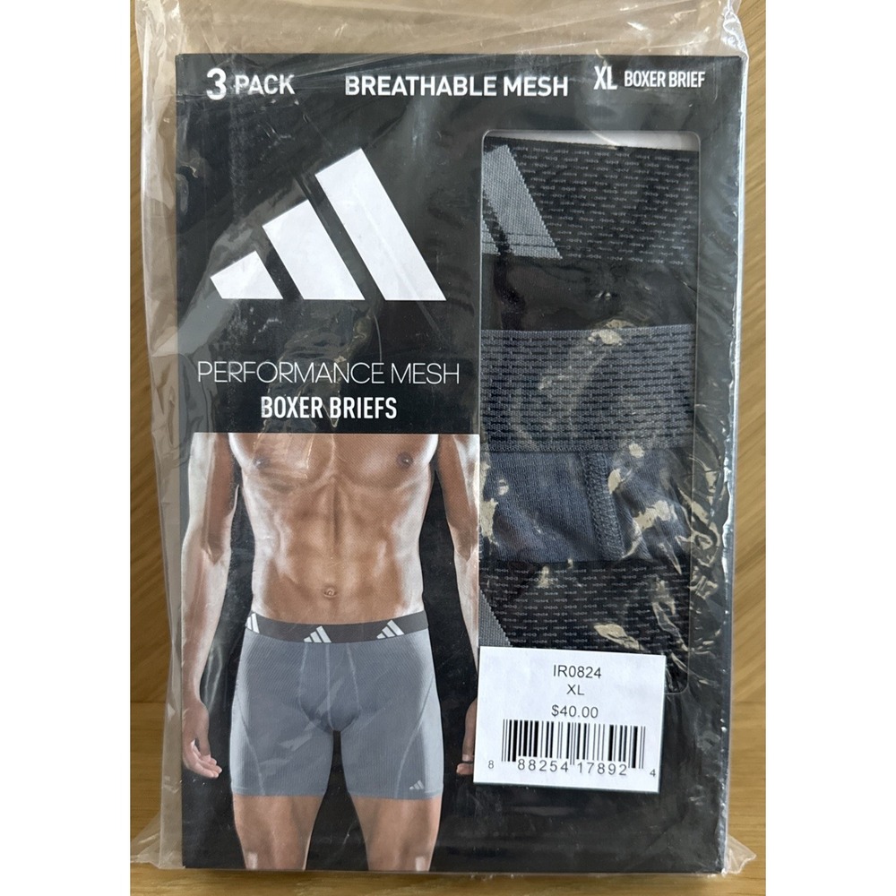 Size XL - Men Adidas Breathable Mesh Boxer‎ Brief 3 Pack New Performance Tagless